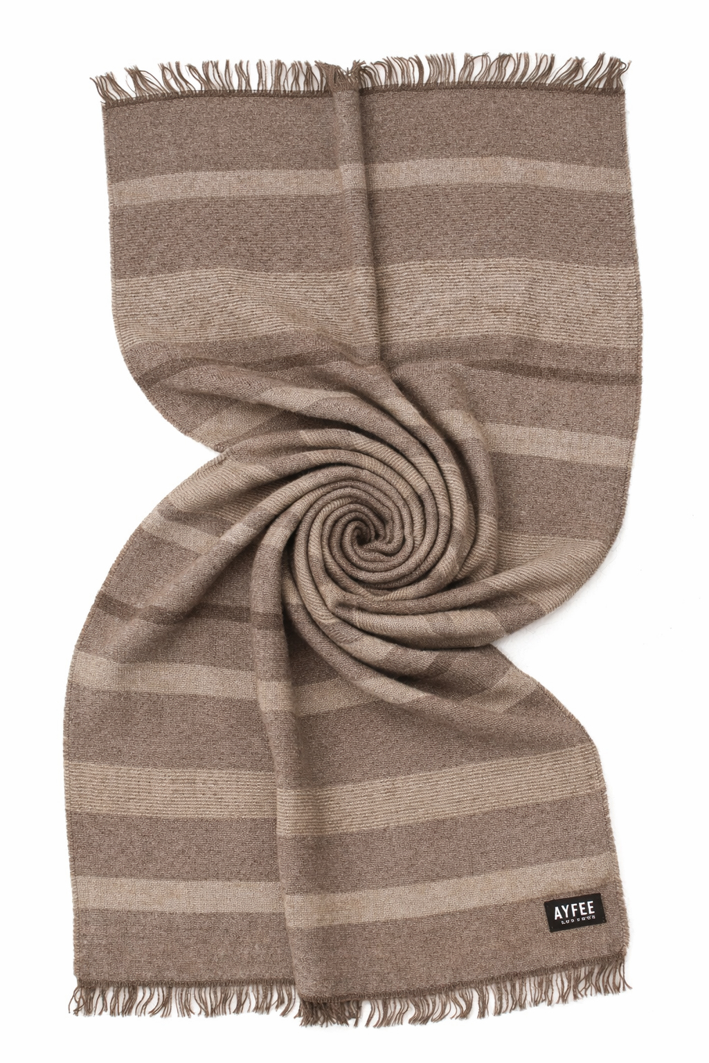 STOLA JACQUARD STRIPES, 50%PC 38%MD 8%WO 4%WP, MADE IN ITALY         - TAUPE